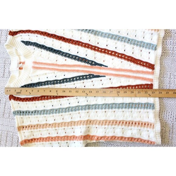 Maurices Chenille Stripped Dolman Sweater Multicolor Crochet Size XL Cozy Comfy - Picture 2 of 9